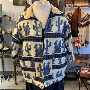 Vintage 90s  Jacket Made in France Cactus Pattern Rare